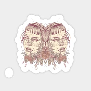 Duo - Surreal Gemini Floral Portrait Sticker